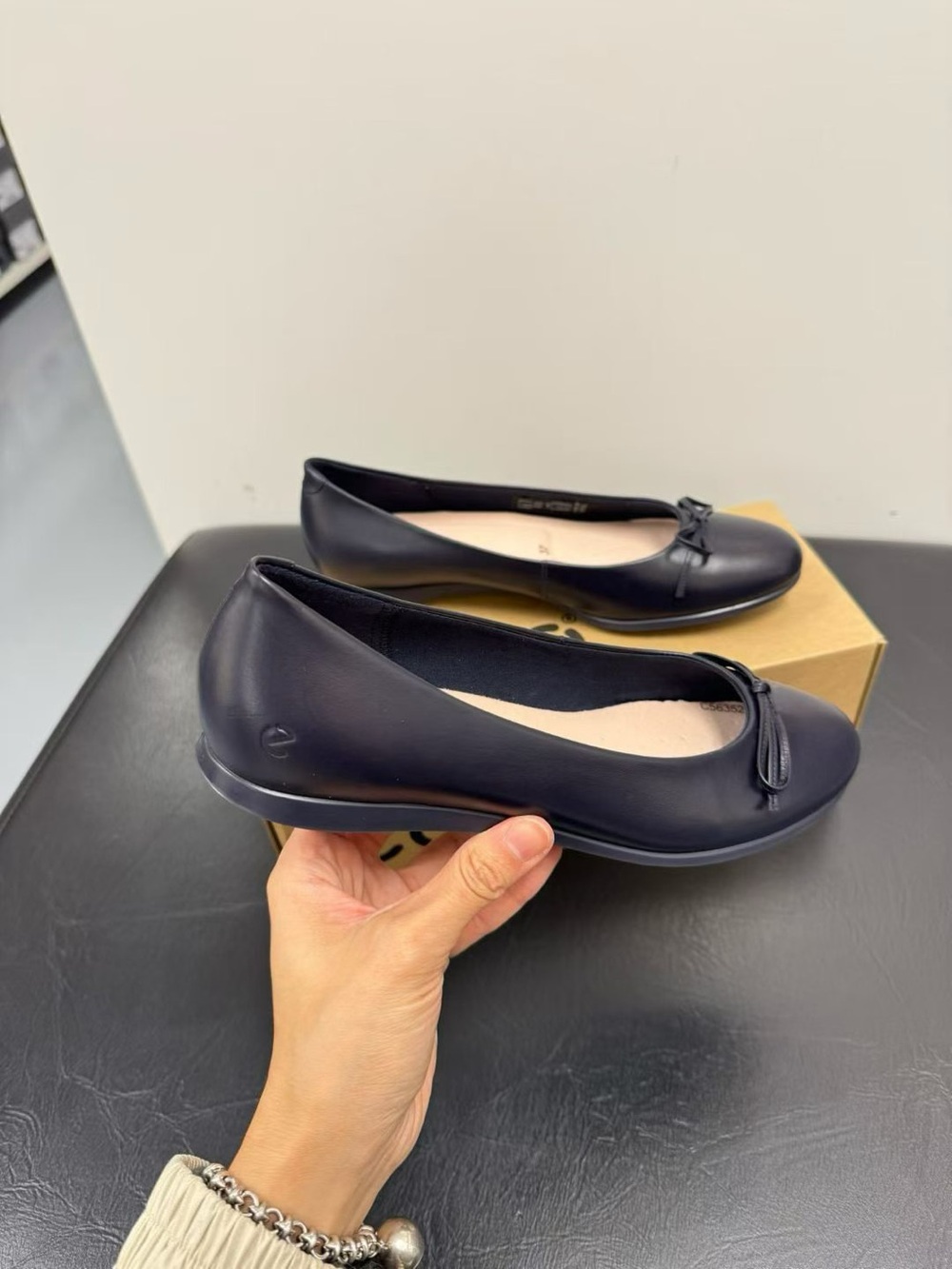 NWT ECCO Anine Leather Ballet Flats Midnight Navy Blue #271713 (EU 36, 37, 38)